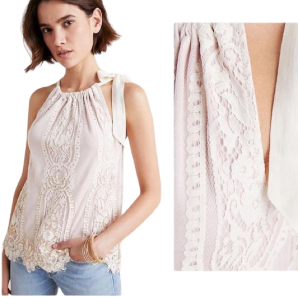 Anthropologie Blink London Pink
Sofia Lace Halter‎ Neck Sleeveless Top